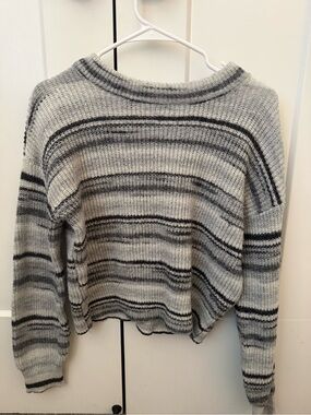 gray striped knit sweater